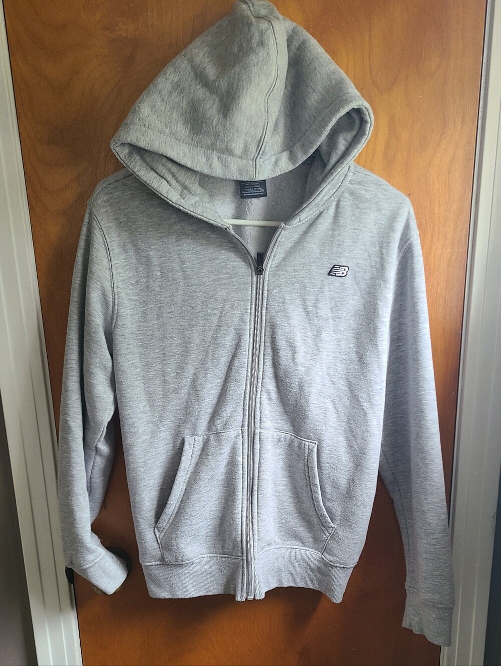 New Balance Light Gray Kids' Hooded Full-Zip Sweatshirt